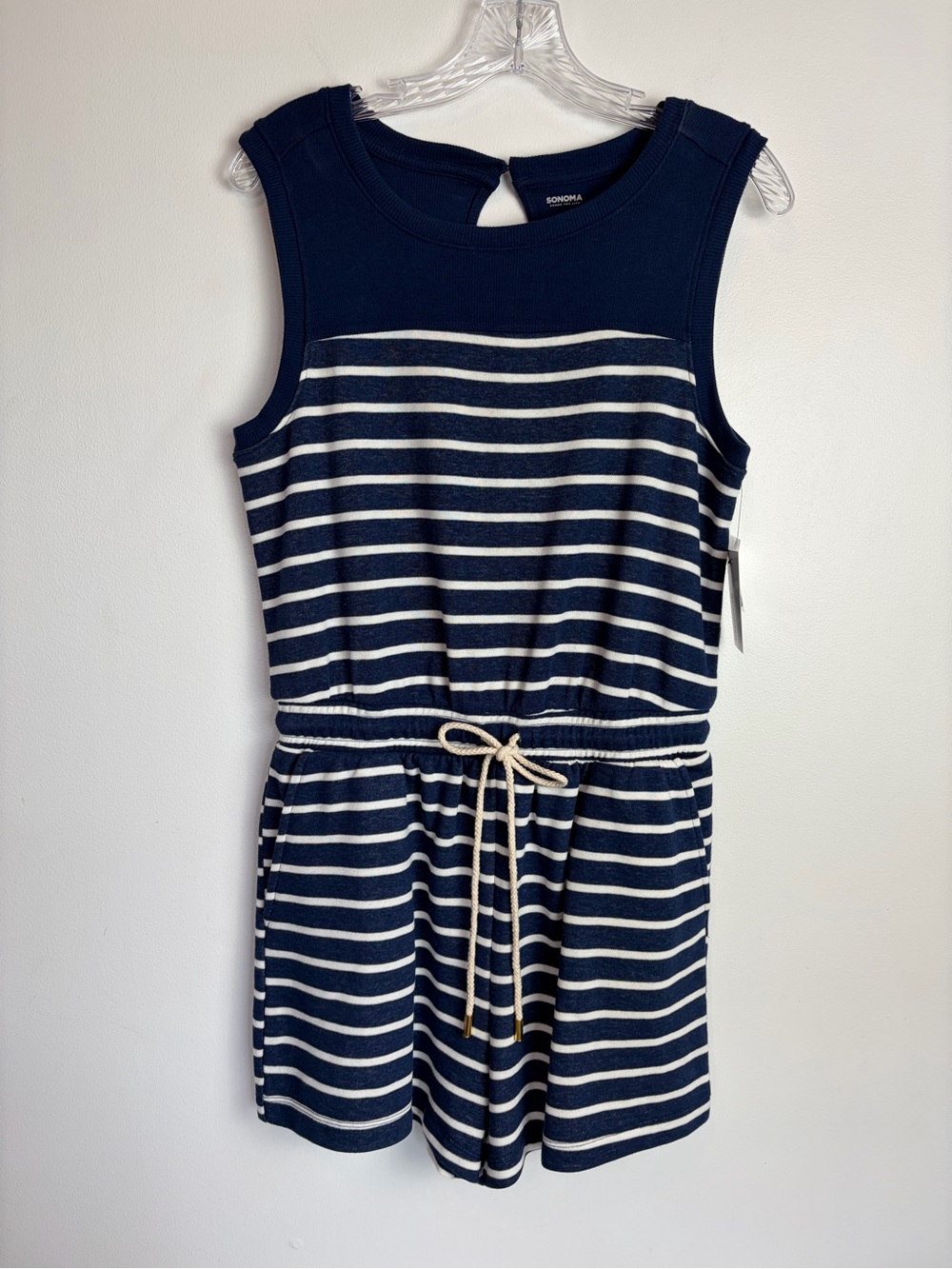 Sonoma Navy & White Striped Sleeveless Romper